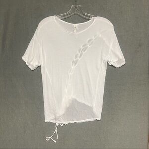 ALO Yoga White Entwine Yoga Short Sleeve Top Sz. Large